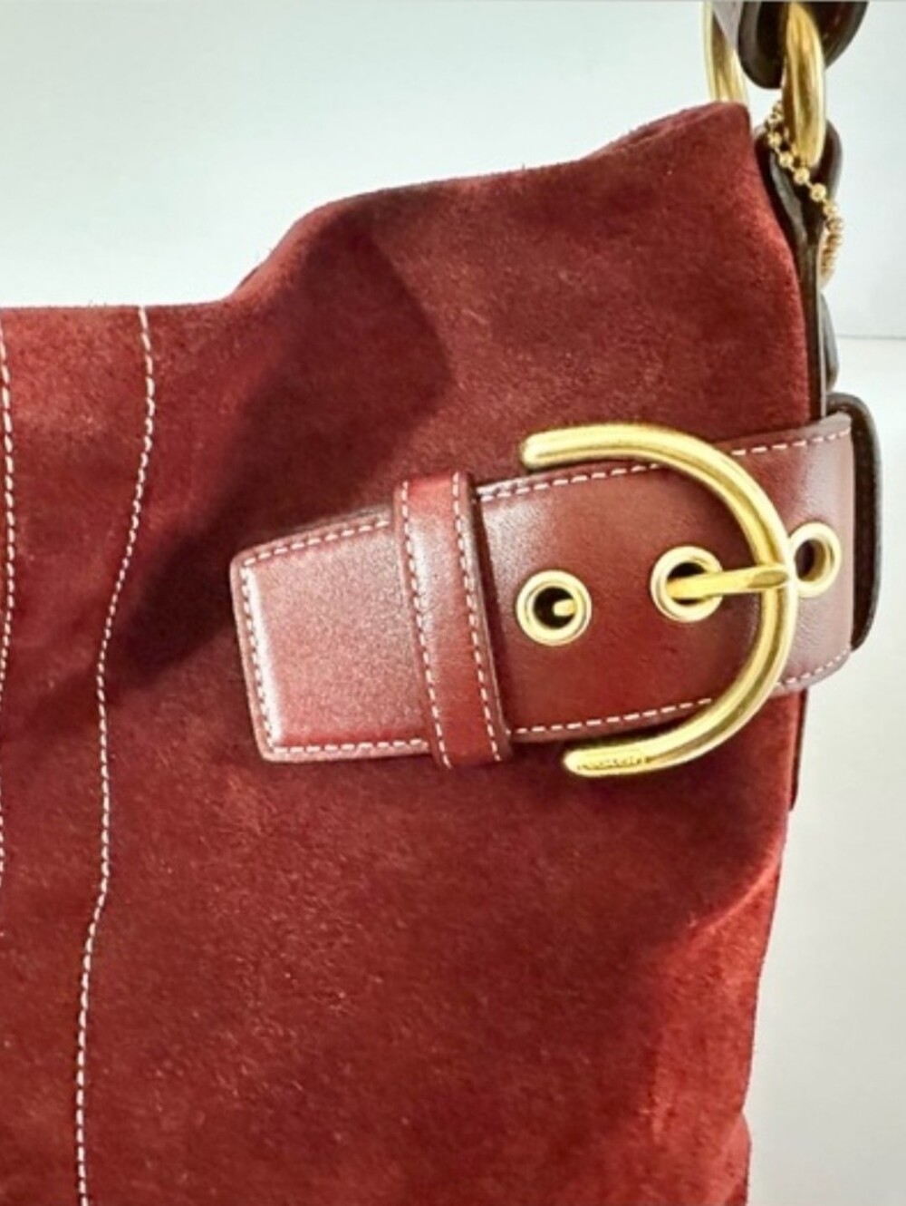 Coach Vintage (2006) Red/Burgundy Suede Soho Buckle Shoulder Crossbody NWT - Picture 9 of 15